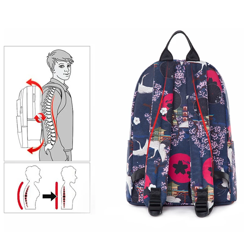 Student Canvas Backpack Breathable Double Shoulder Rucksack Women Daypack Travel Light Weight College Bag Leaf Printed Bagpack Student Canvas Backpack Breathable Double Shoulder Rucksack Women Daypack Travel Light Weight College Bag Leaf Printed Bagpack