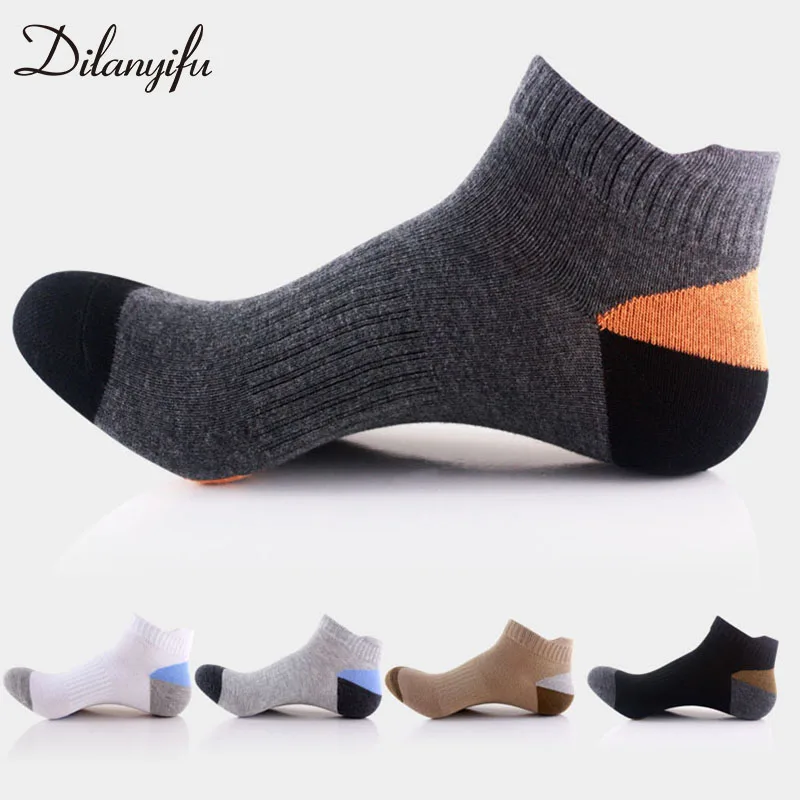 

10pcs=5pairs/lot Dilanyifu Autumn Breathable Cotton Casual Men ankle socks high quality Brand funny short socks male size 40-45