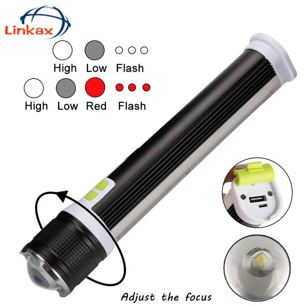 Portable USB Rechargeable COB LED Light T6 Working Flash Emergency Power Bank Phone Charger Camping Lighting | Освещение