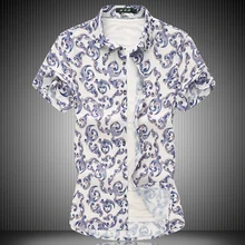 Белые мужские рубашки новые умные повседневные мужские рубашки с цветочным принтом с коротким рукавом больших размеров M-4XL 5XL 6XL 7XL#9996
