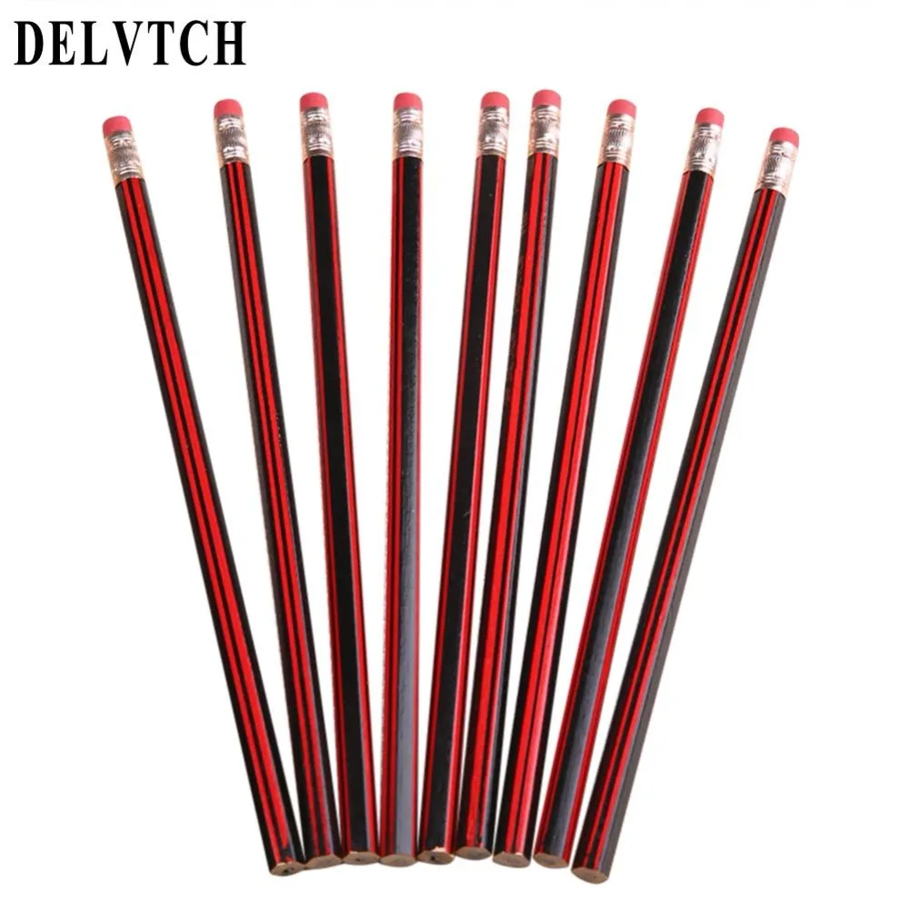 DELVTCH 10PCS/Set Classical HB Pencils With Erase Wood Standard Pencil