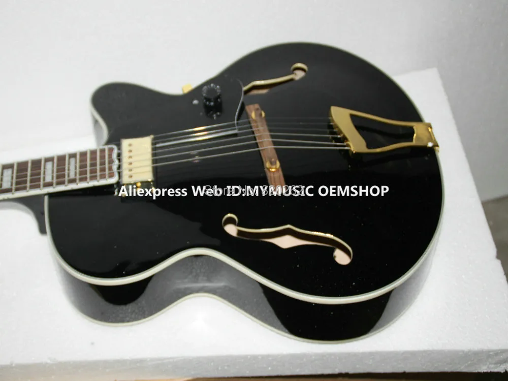 

Black Custom Shop One Pickups Hollow Jazz Guitar Gold Hardware Top Musical instruments