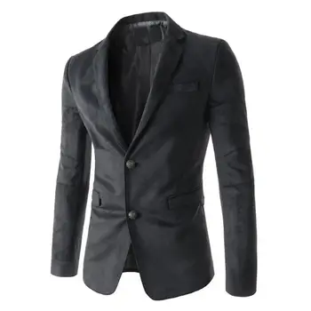 

Men's Solid Color Slim Fit Lapel Double Buttons Blazer Long Sleeve Suit Coat new