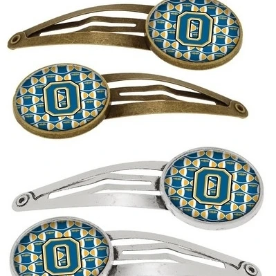 Carolines Treasures CJ1077-OHCS4 Letter O Football Blue & Gold Barrettes Hair Clips 0.75 x 0.25 x 2.25 in. - Set of 4 (1)