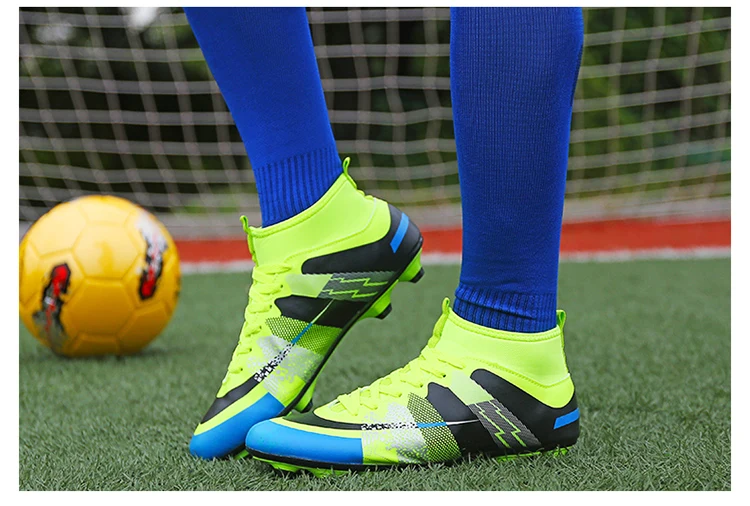 Дерн Крытый мужские сникерсы Cleat спортивная футбольная обувь высокие лодыжки Superfly кроссовки спортивные Crampon футбольные бутсы