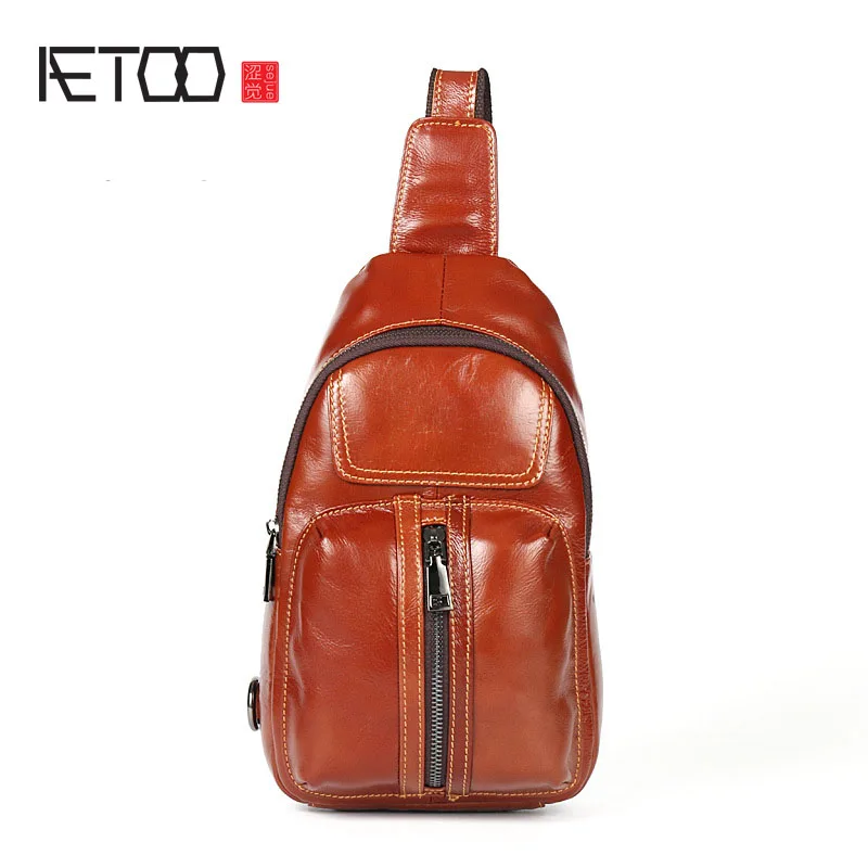 

AETOO Leather Men's Chestt bag Shoulder Messenger Bag Head Men's Bag casual bag