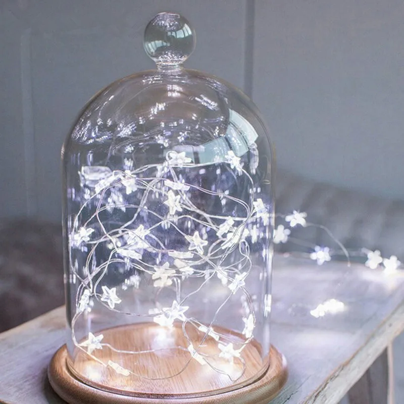 

LED String Lights Star Copper Wire 5 Point Twinkle Lights LED Fairy Lights Christmas Wedding Decoration Lights Battery Operate