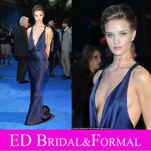 Celebrity Dress Mermaid Backless Low Cut Tiefer V-ausschnitt Marineblau Abendkleid London Transformatoren 3 Premier