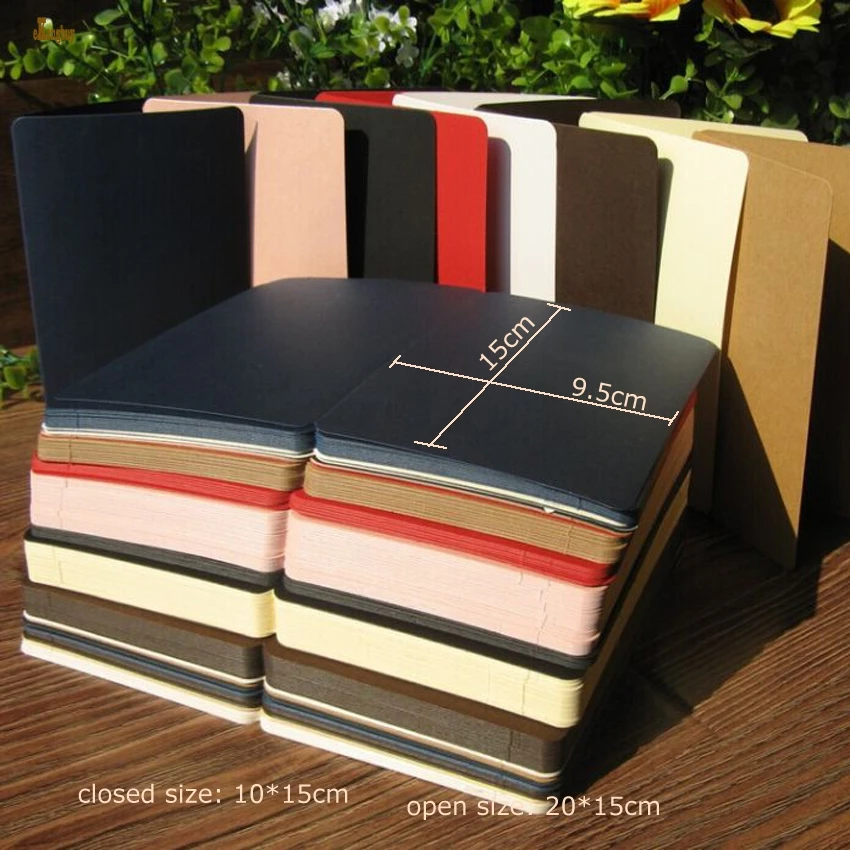 

50pcs/lot A6 size 10x15cm/20x15cm foldable colorful paper,nostalgic retro style, DIY word card, Creative memorial greeting cards