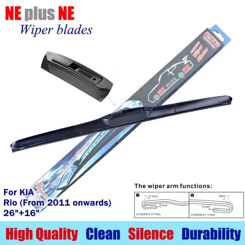 Wiper blades for KIA Rio (From 2011 onwards) 26"+16" Rubber fit