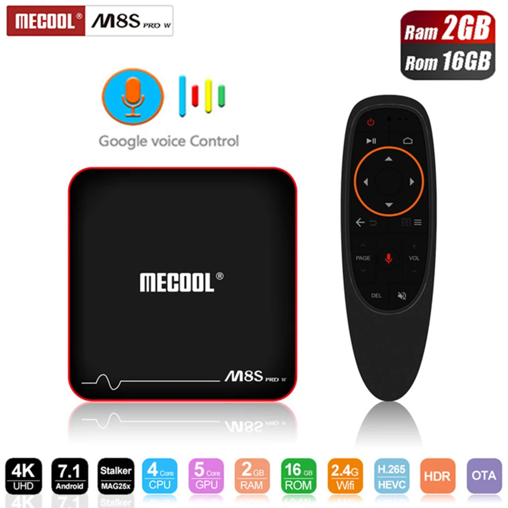 

MECOOL M8S PRO W 2G 16G Smart Voice Control Android7.1 TV Box S905W CPU 2.4GHz WiFi 4K H.265 set top tv box