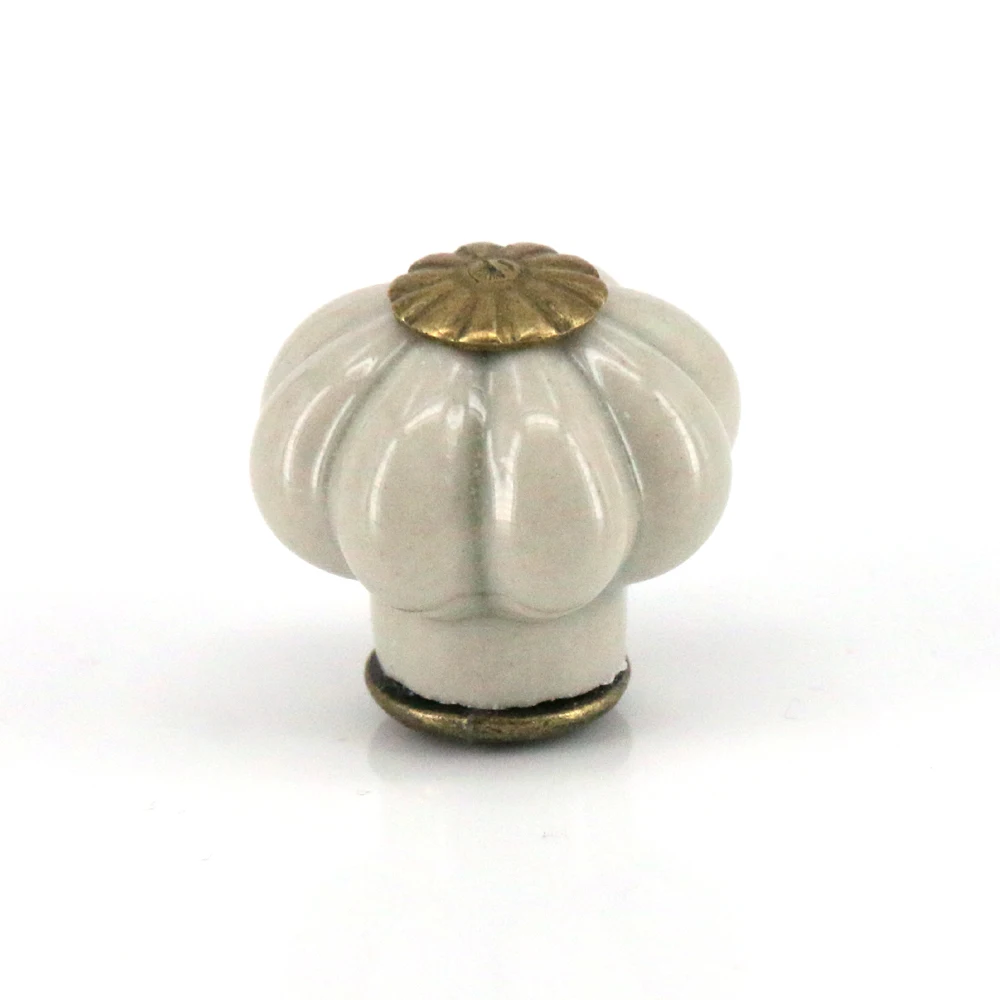 

8x Ceramic Rustic Pumpkin Ceramic Knobs Handles for Wardrobe Light Grey Kids Bedroom Cupboard Porcelain Knob Dresser Pulls