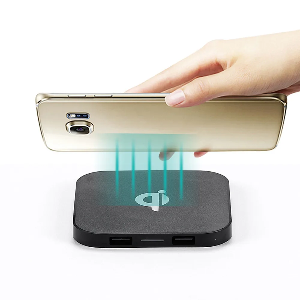Nuovo Portatile Mini Qi Sicuro Caricabatterie Беспроводной коврик di Ricarica Veloce Dual USB Semplice для Iphone8/8