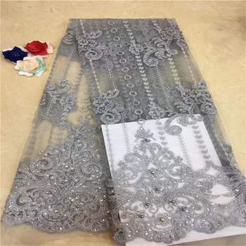 

African 3d lace fabric african lace fabric stones BEADS sequins high quality lace white color with beads french lace fabric
