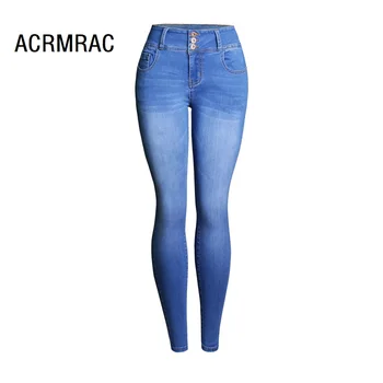 

Woman jeans Slim spring Autumn jeans Mid waist Pencil pants Skinny jeans Woman AM092