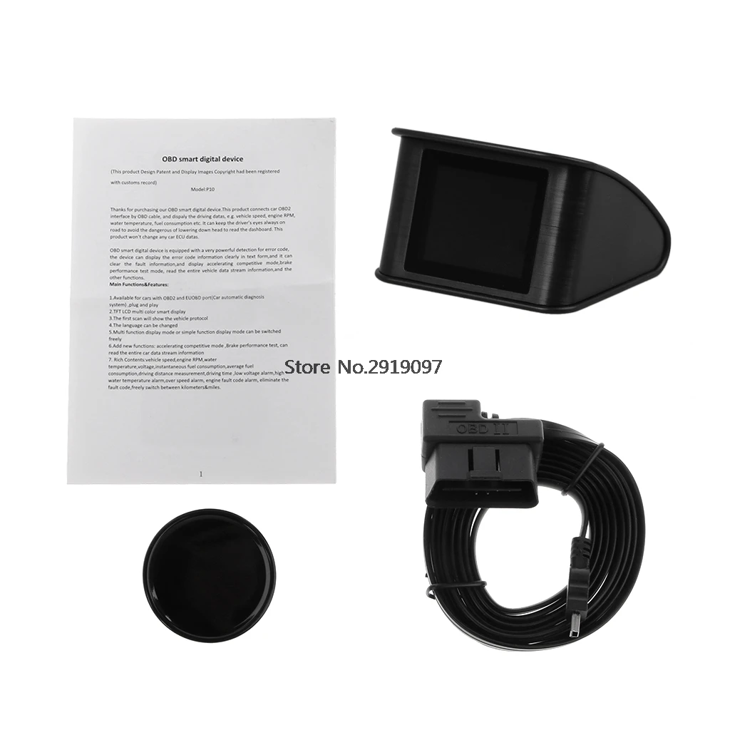 

P10 Car HUD Head Up Display OBD2/EUOBD Excessive Speed Voltage Tempature Alarm Drop Ship No23