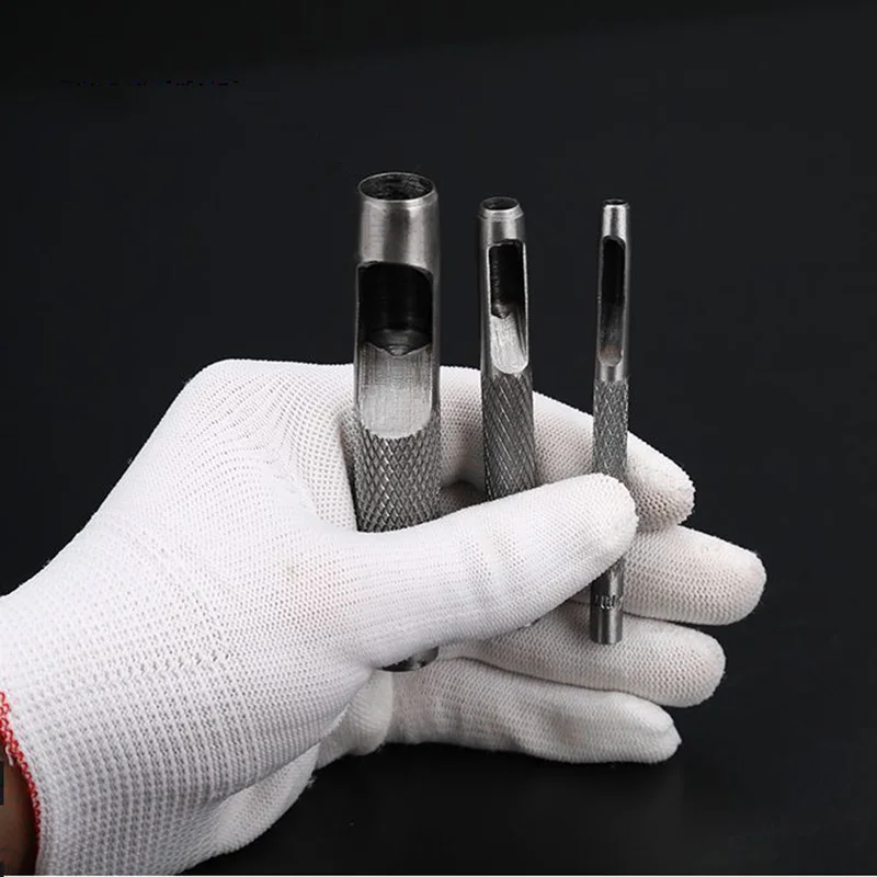 

Leather Craft Hollow Punch Set, DIY Leather Craft Steel Silver Multi-purpose Leather Rubber Cloth with Paper Gasket Puncher