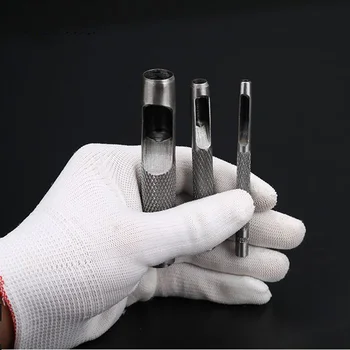 

Leather Craft Hollow Punch Set, DIY Leather Craft Steel Silver Multi-purpose Leather Rubber Cloth with Paper Gasket Puncher