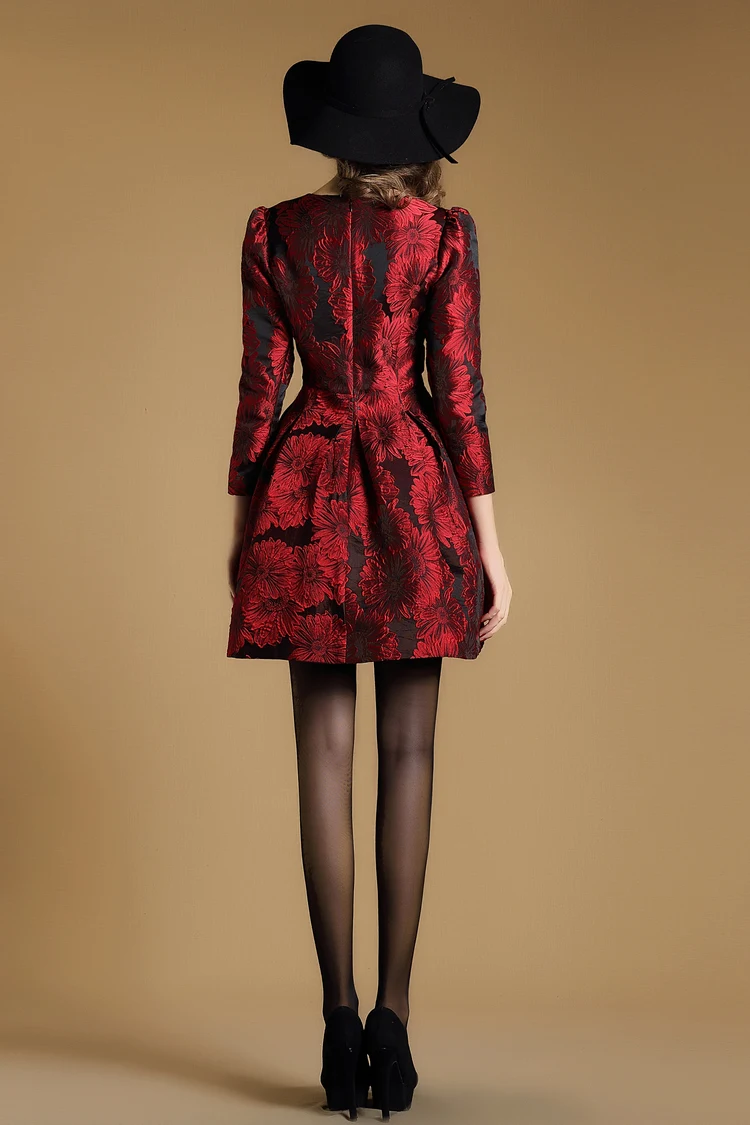 YiLin Kay Новое Осеннее женское модное подиумное жаккардовое платье с круглым воротником и тонкой талией