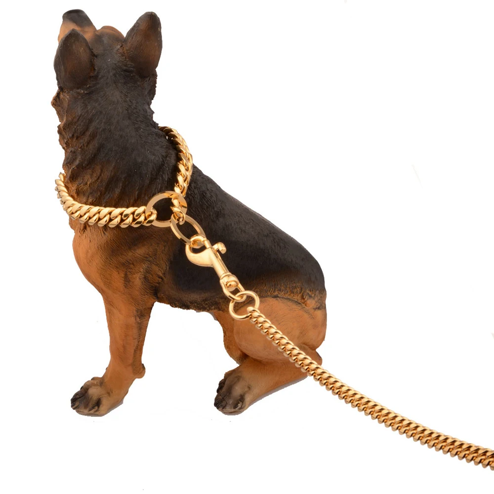 

Dog Chain Collar Stainless Steel Slip Training Pinch Collars Pet Gold Copper Choke Heavy Duty Chain Dog Leash for Middle Dog