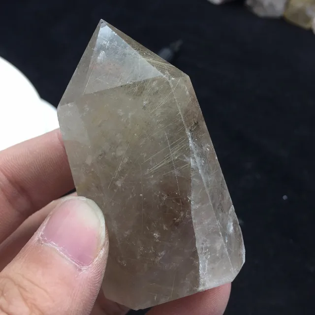 95g Min Size Natural Clear Clean Gold Hair Quartz Crystal Polished 95g Min Size Natural Clear Clean Gold Hair Quartz Crystal Polished Healing Wand For Decoration