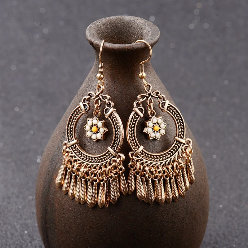 2020 Женские винтажные этнические серьги Jhumka Jhumki цвета бронзы/серебра индийские