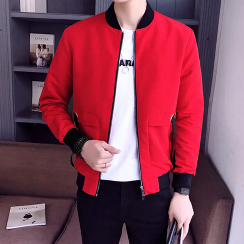 

Men Bomber jacket Spring autumn Stand collar Casual coat mens Solid color Baseball jacket New Male slim outerwear Brand clothing