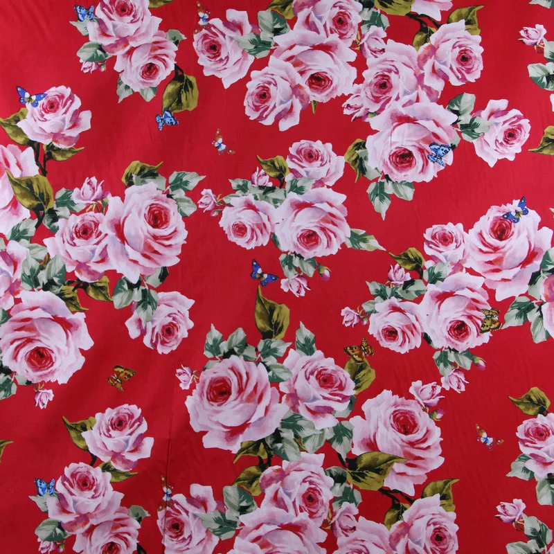 Розовая роза с цветочным принтом хлопок ткань для женщин детская одежда, сицилийский цветочный из хлопчатобумажной ткани DIY Материал tissu au metre