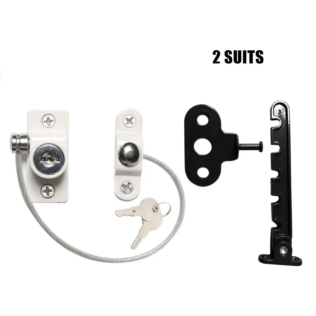 

2pcs Baby Safety Lock Window Door Cable Restrictor Ventilator Child Safety Security Locking Keyed Opening Restrictor For Baby