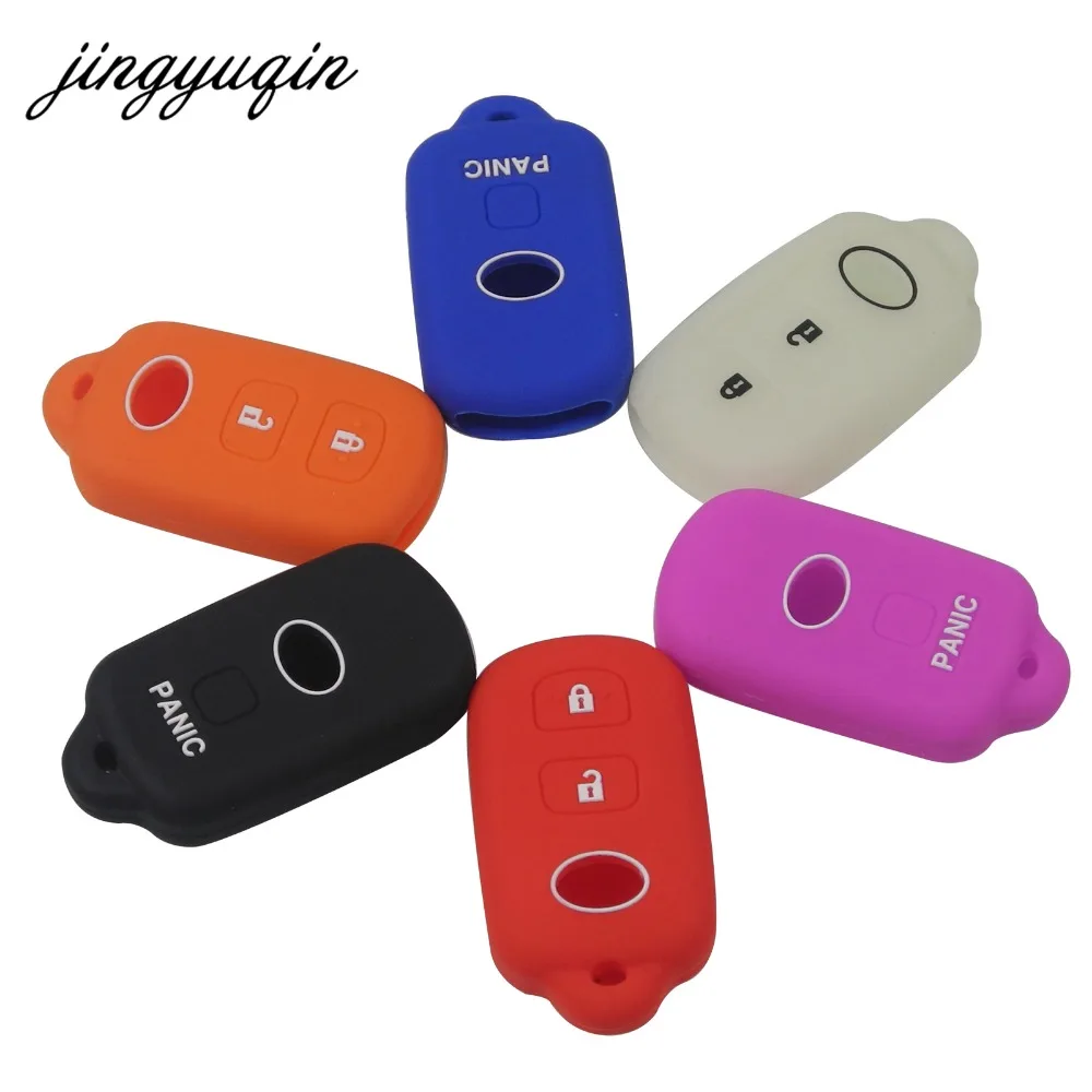 Jingyuqin 2 + Panic 3 кнопки силиконовый чехол для ключей Fob Toyota Camry Solara Avalon RAV4 Prius Celica