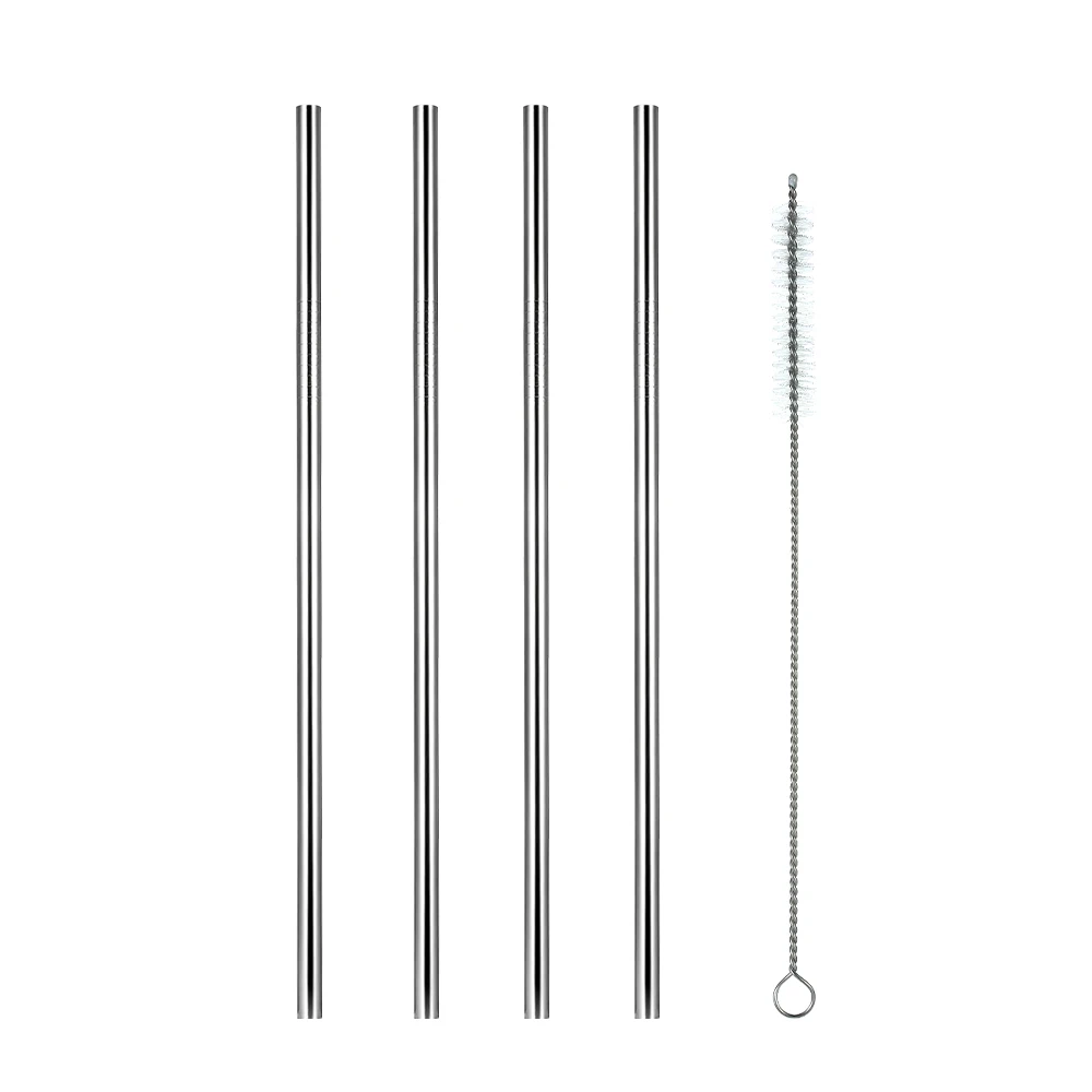 8.5" Stainless Steel Straws Reusable Metal Straws 4 Straight Straws with a Cleaning Brush - Цвет: 8.5inch