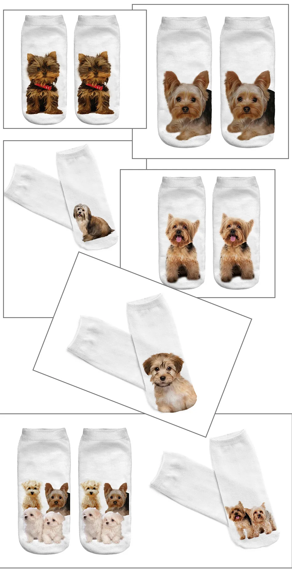 Women Schnauzer Short Socks Young Lady Girls Casual Cute 3D Dog Anklet Print Cotton Socks for Summer (12)