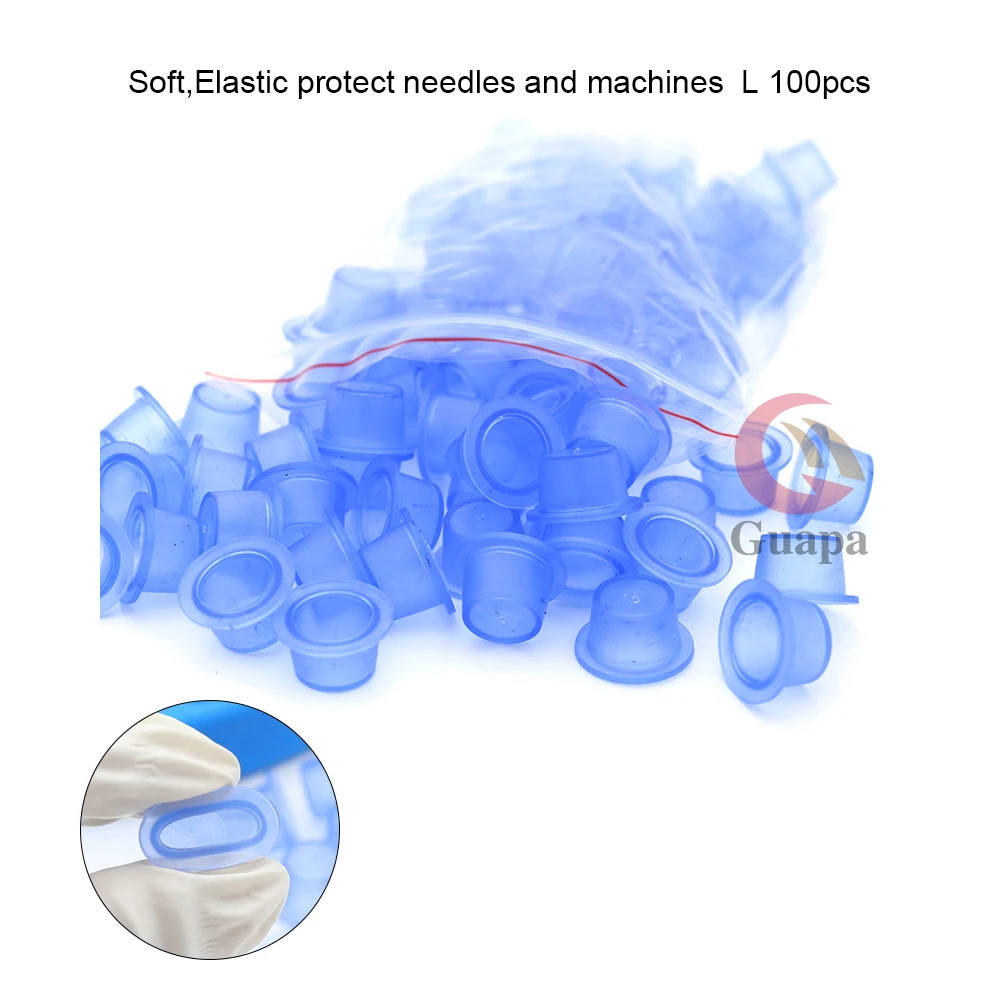 100 шт Пластиковые микроблейдинг тату чернила чашка Перманентный макияж Пигмент цветные чашки аксессуары в синем цвете - Цвет: 100PCS L
