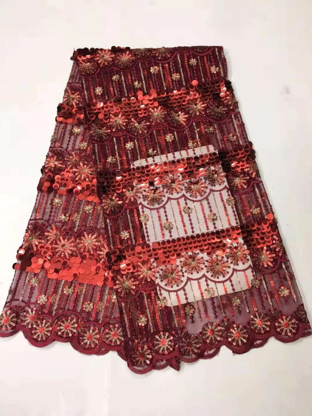 

2018 New Big Sequins Style French Net Lace Fabric 3D Flower African Tulle Mesh Lace Fabric High Quality French Lace Fabric