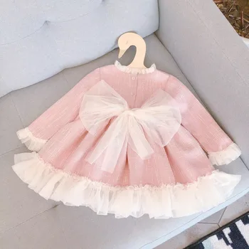 

Children Dress 2018 Autumn Winter Girls Dresses Pink Colour Spanish Style Princess party Dresses for Girls Clothes Kids Clothing