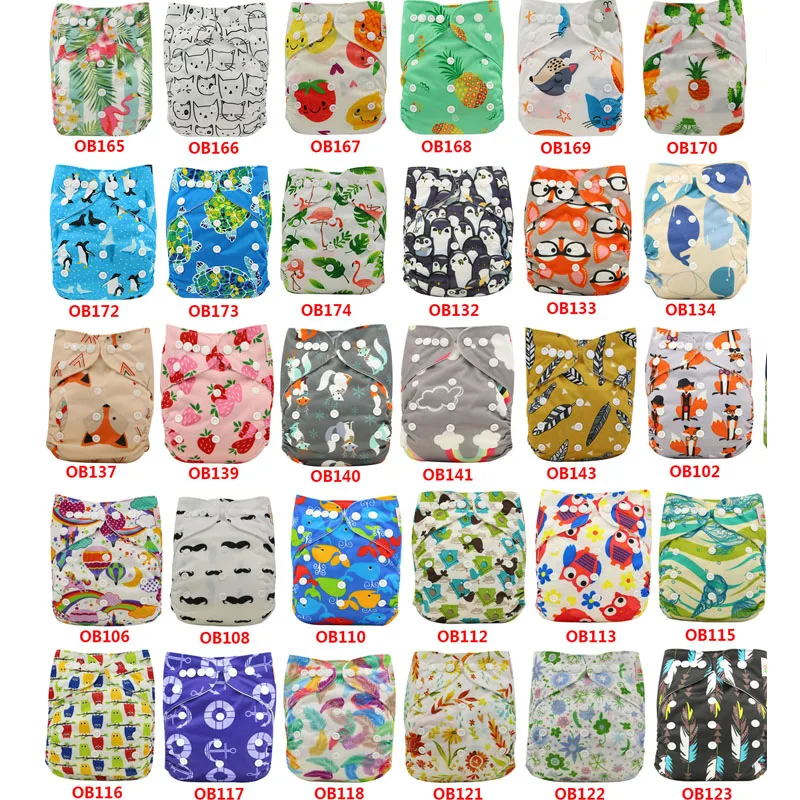 

10pcs/Lot Baby Cloth Diapers Nappy Changing Character Print Waterproof Nappies Adjustable Baby Shower Pocket Diaper Cover