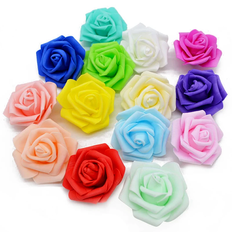 20pcs Artificial Silk Voile Rose Flower Heads for DIY Wedding Flower Balls 6cm 