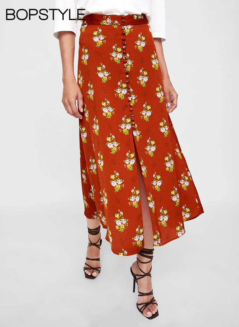 midi skirt with front buttons