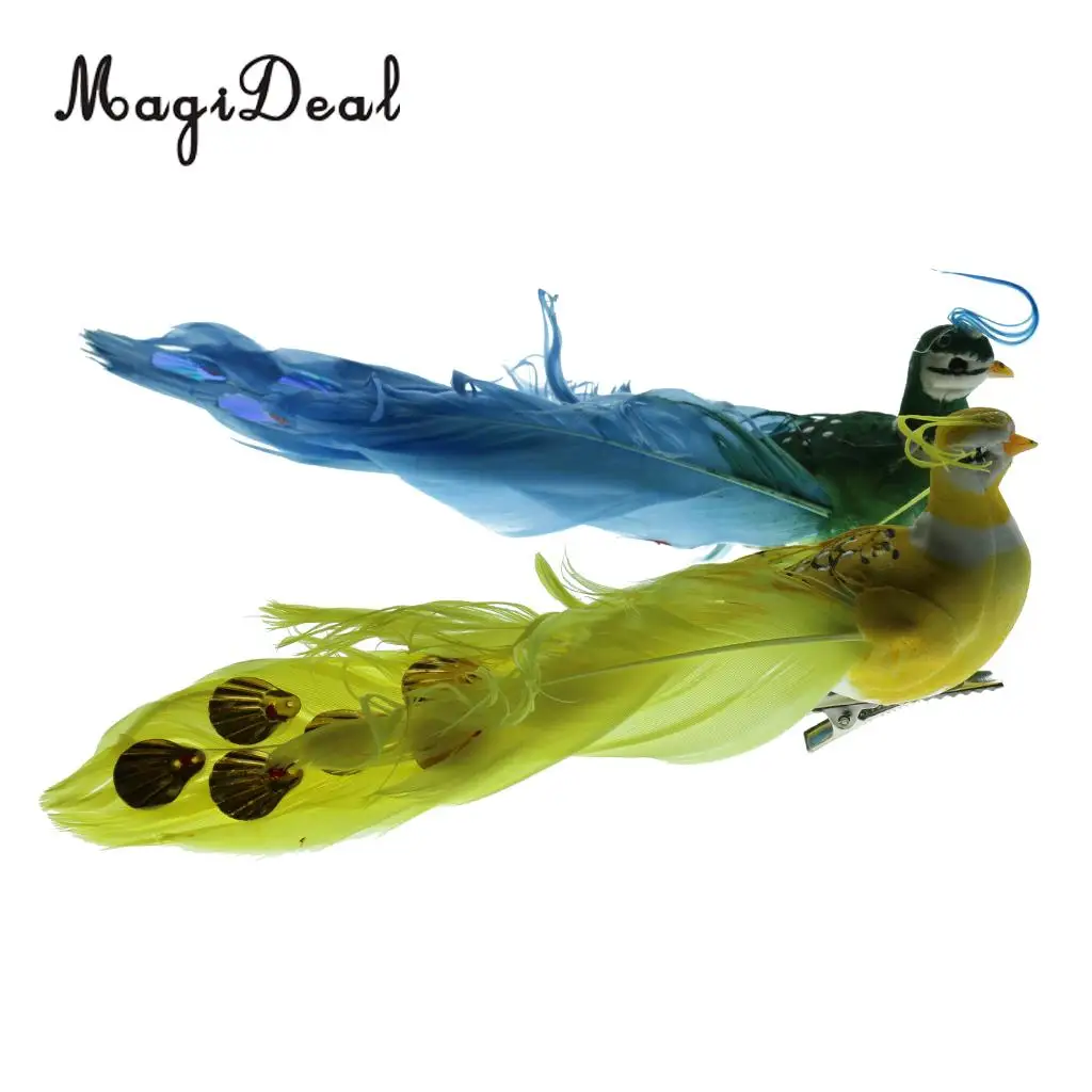 MagiDeal 2Pcs/Set Artificial Birds Feathered Statue Figurine Model Home Lawn Garden Decor Ornament Craft Miniatures Gift