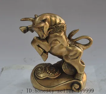 

christmas chinese fengshui brass wealth money coin ruyi Ox bull oxen lucky rich statue halloween