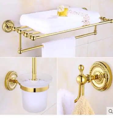 New Copper bathroom accessories set gold towel bar glass shelf toilet brush holder paper holder wall mounted bath hardware set