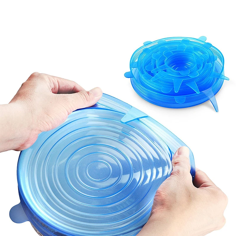 Silicone Stretch Food Lids Universal Silicone Cover Fresh Keeping Caps For Food Pot Dish Kitchen Accessories BPA Free