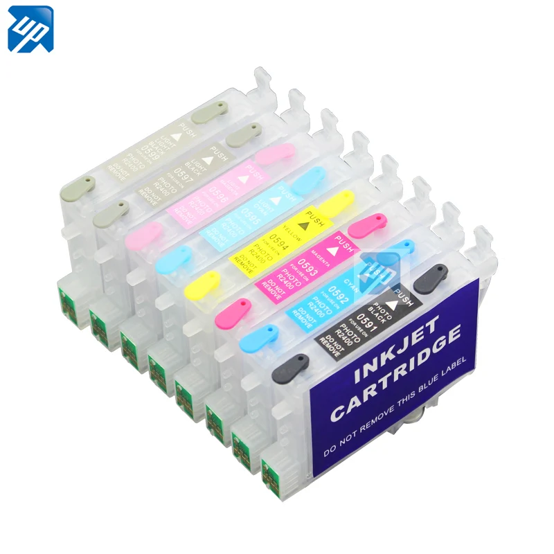 

9PCS empty refillable ink cartridge for epson R2400 printer with ARC chip T0591 - T0599