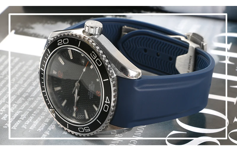 Водонепроницаемый резиновый силиконовый ремешок для часов Omega AT150 20 мм 22 мм Sea Master 300 черный синий океан спортивный человек 8900+ Инструменты