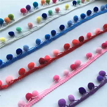 

5 meters/lot Mix Colors 15mm Pompom Lace Trim Ball Ribbon Trim DIY Pom pom Fur Craft For Curtain Decoraiton Sewing Accessories