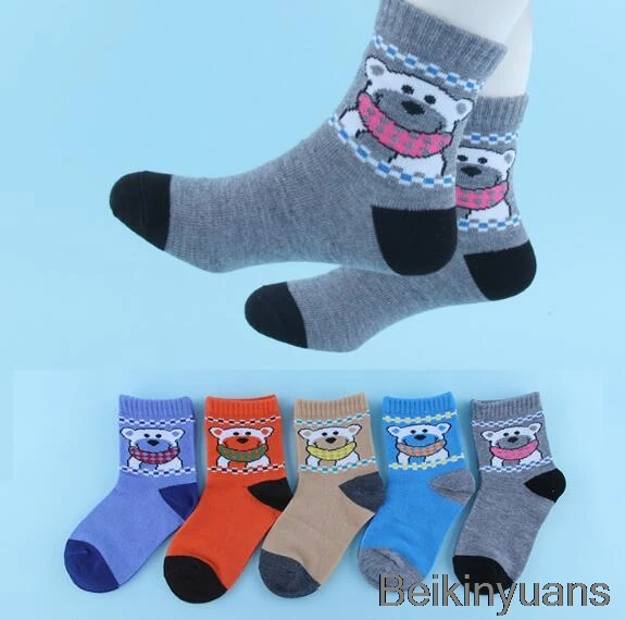 5 детских носков с героями мультфильмов хлопковые детские носки для мальчиков и девочек осенне-зимние детские носки с принтом Студенческие Носки - Цвет: Bear