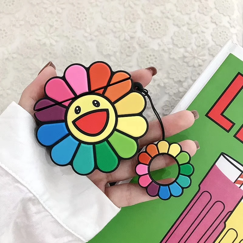 

Fashion Japan Brand 3D Sun Flower Funny Cute Silicone Wireless Earphone Charging Case for AirPods 1 2 Bluetooth Bag Cover