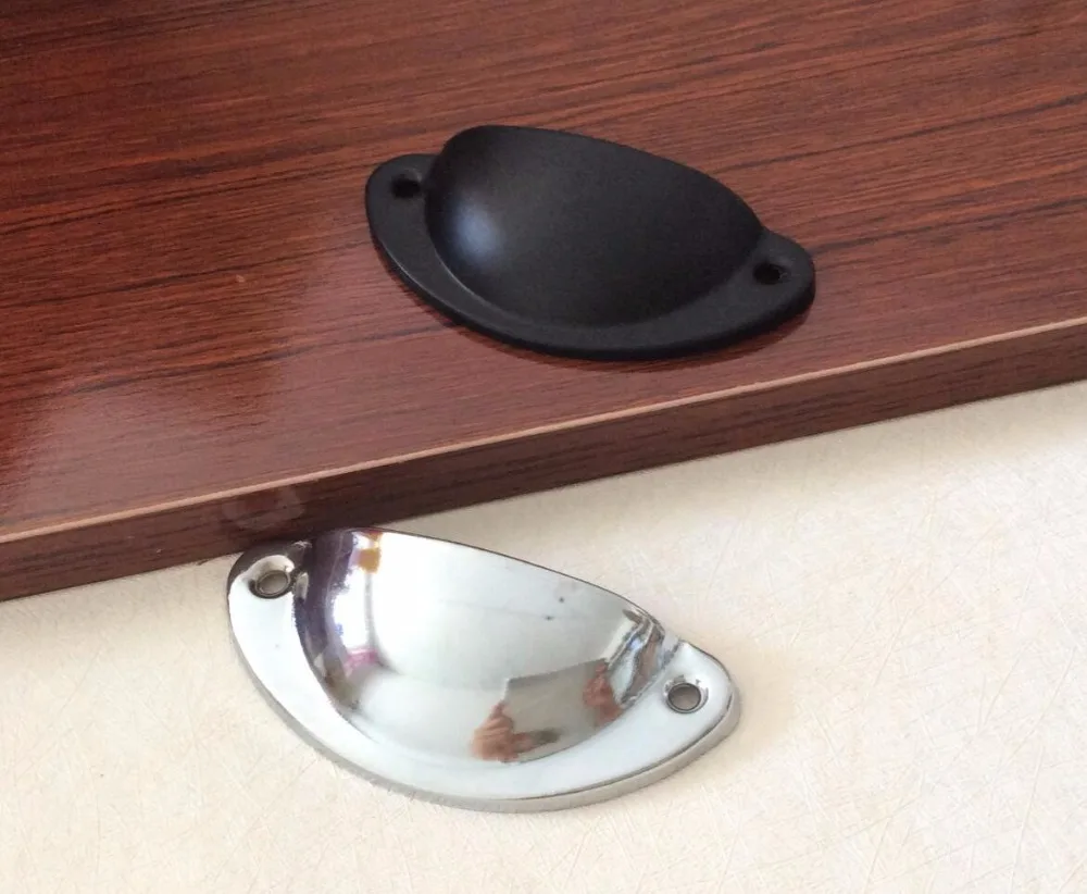 Modern Black Silver Shell Pulls Knobs Drawer Pulls Handles Knobs