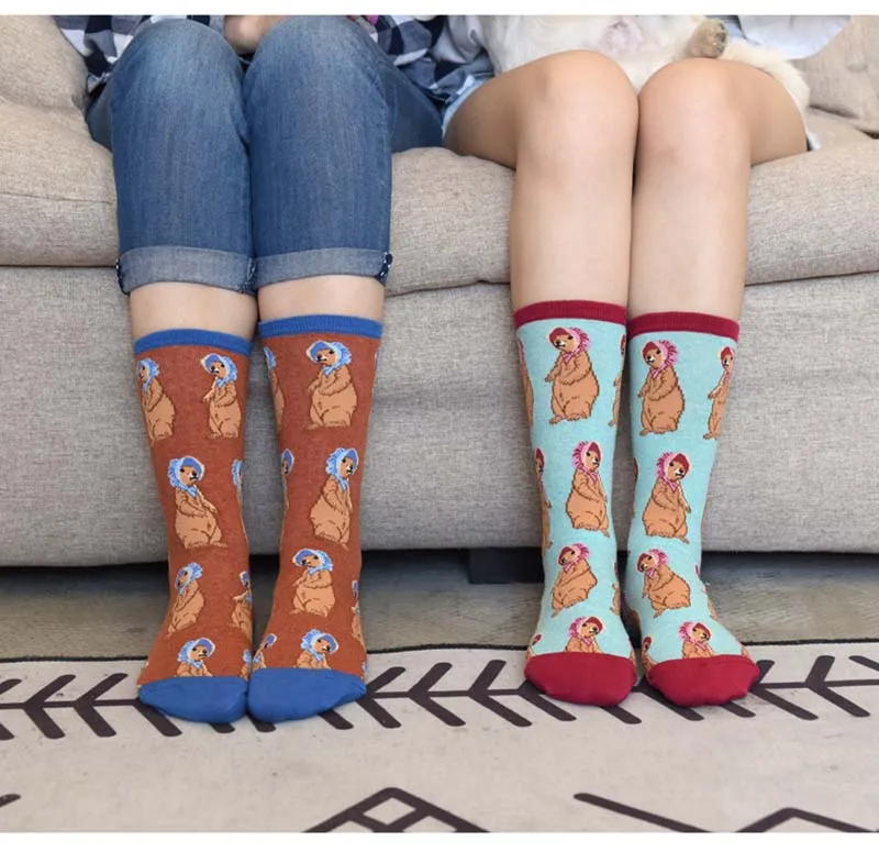 Счастливый кролик новинка женские животные классные забавные счастливые женские носки Русалочка Мопс хлопок Crew милые носки Calcetines Mujer Harajuku