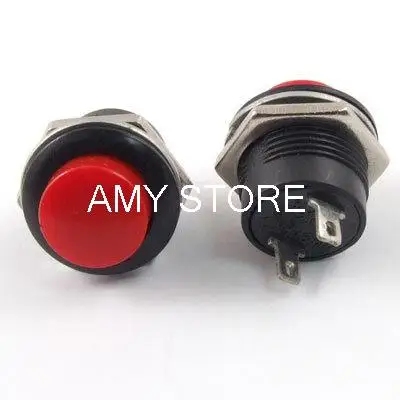 

AC 125V/6A 250V/3A 2 Pin SPST Off/(On) NO Momentary Red Push Button Switch